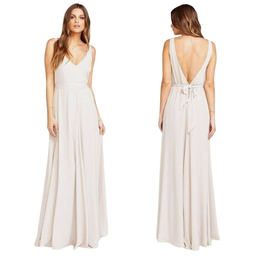 Show Me Your MuMu Jenn Maxi Dress Sz XXS Show Me The Ring Crisp Chiffon Low Back